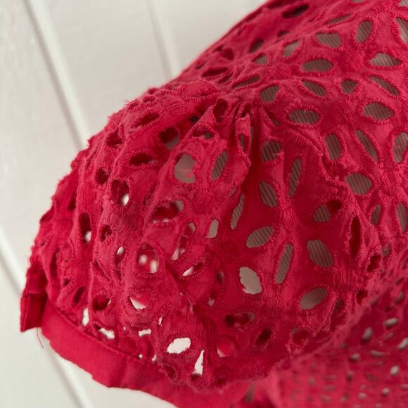 Moda International Women Eyelet Short Sleeve Wrap Top Pink Red Size XS/Small - Picture 5 of 10